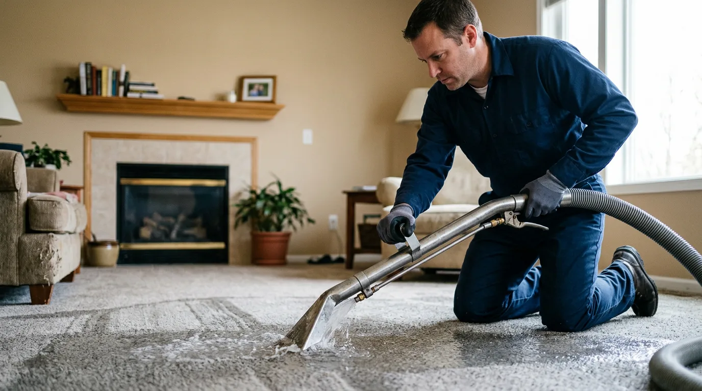 Water damage restoration technician working near Barnum, IA